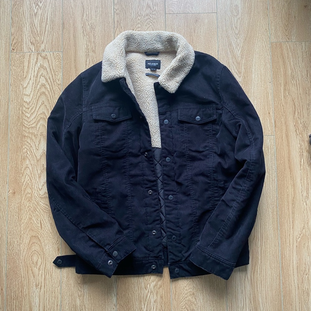 Mens black Pull and Bear corduroy jacket size M